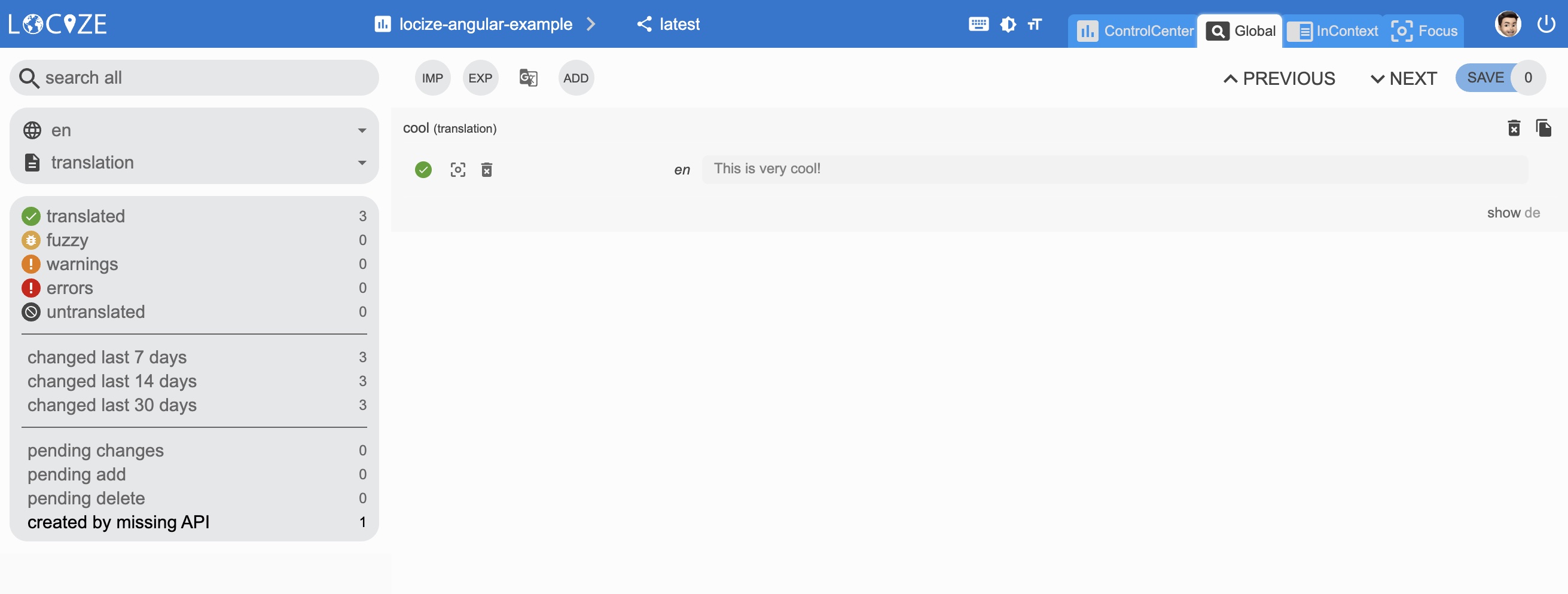 locize © inweso GmbH missing key