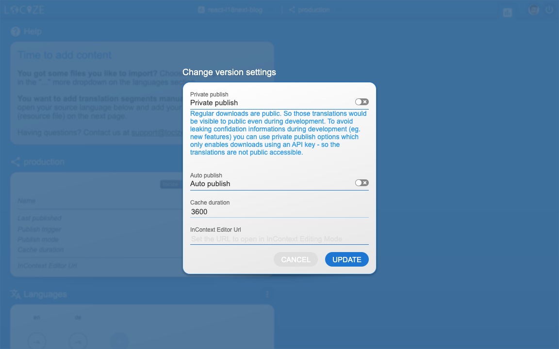 locize Β© inweso GmbH i18next caching