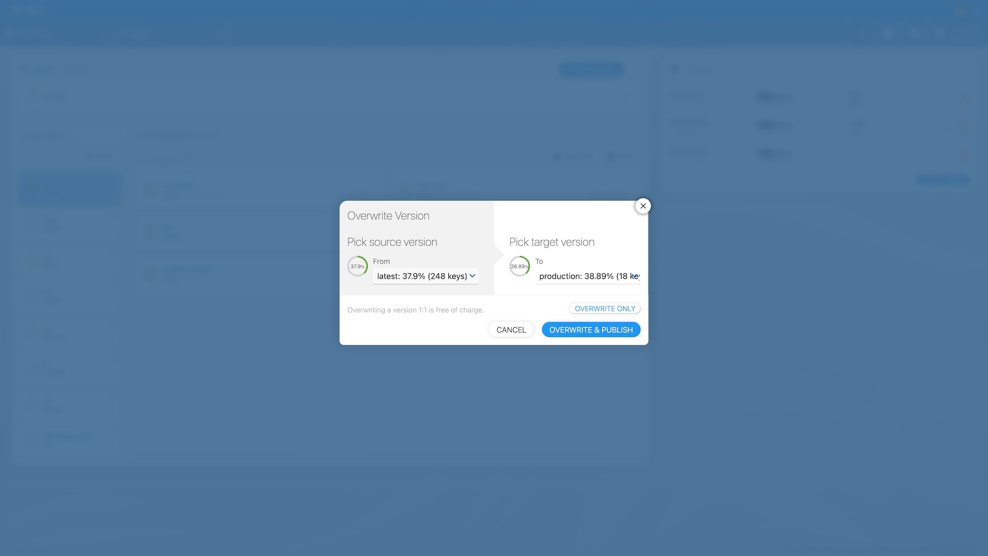 Click to view larger Locize versioning